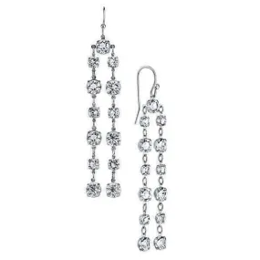 1928 Bridal Genuine Clear Austrian Crystal Linear Drop Earrings