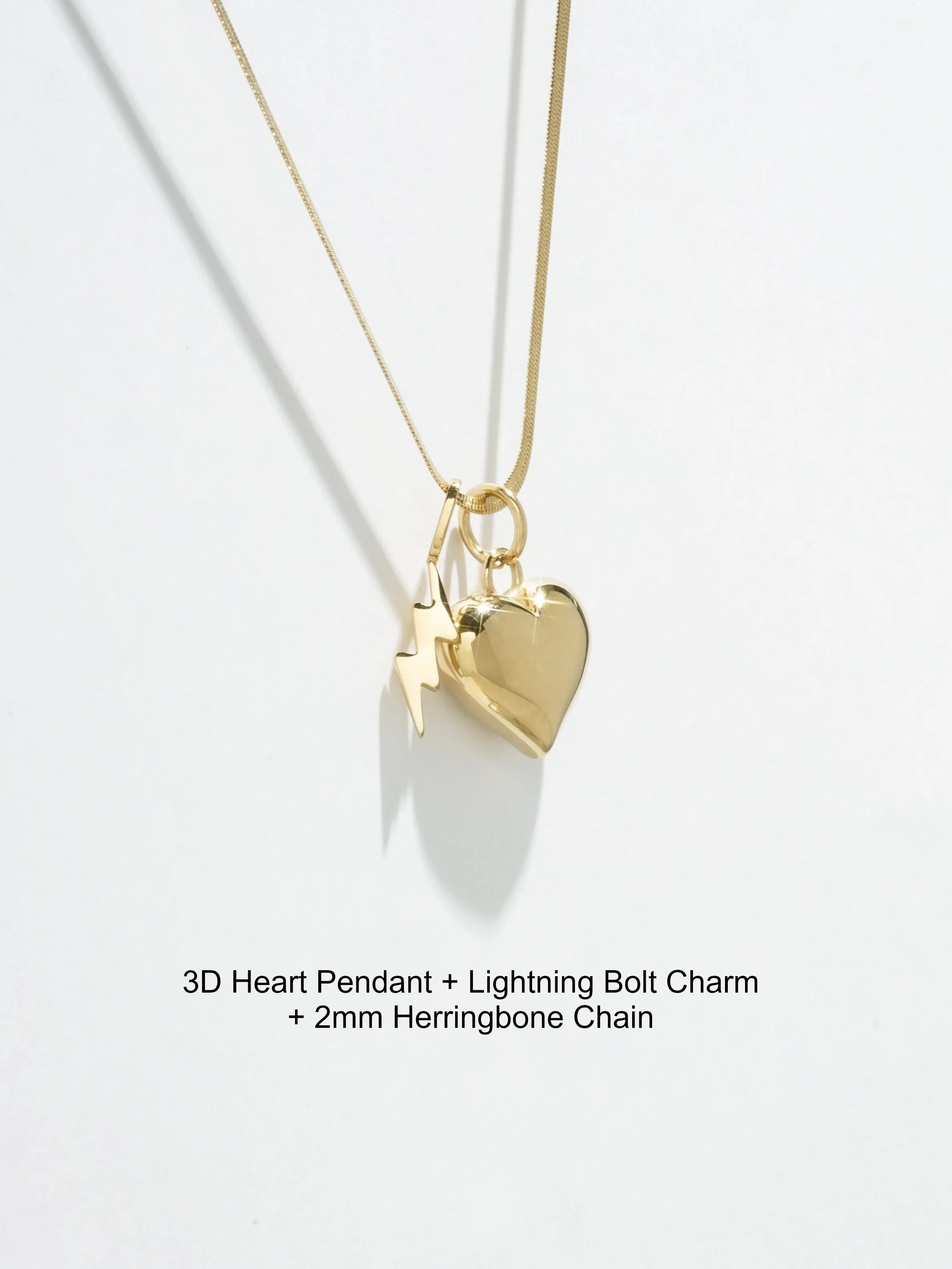 3D Heart Pendant - (Single)