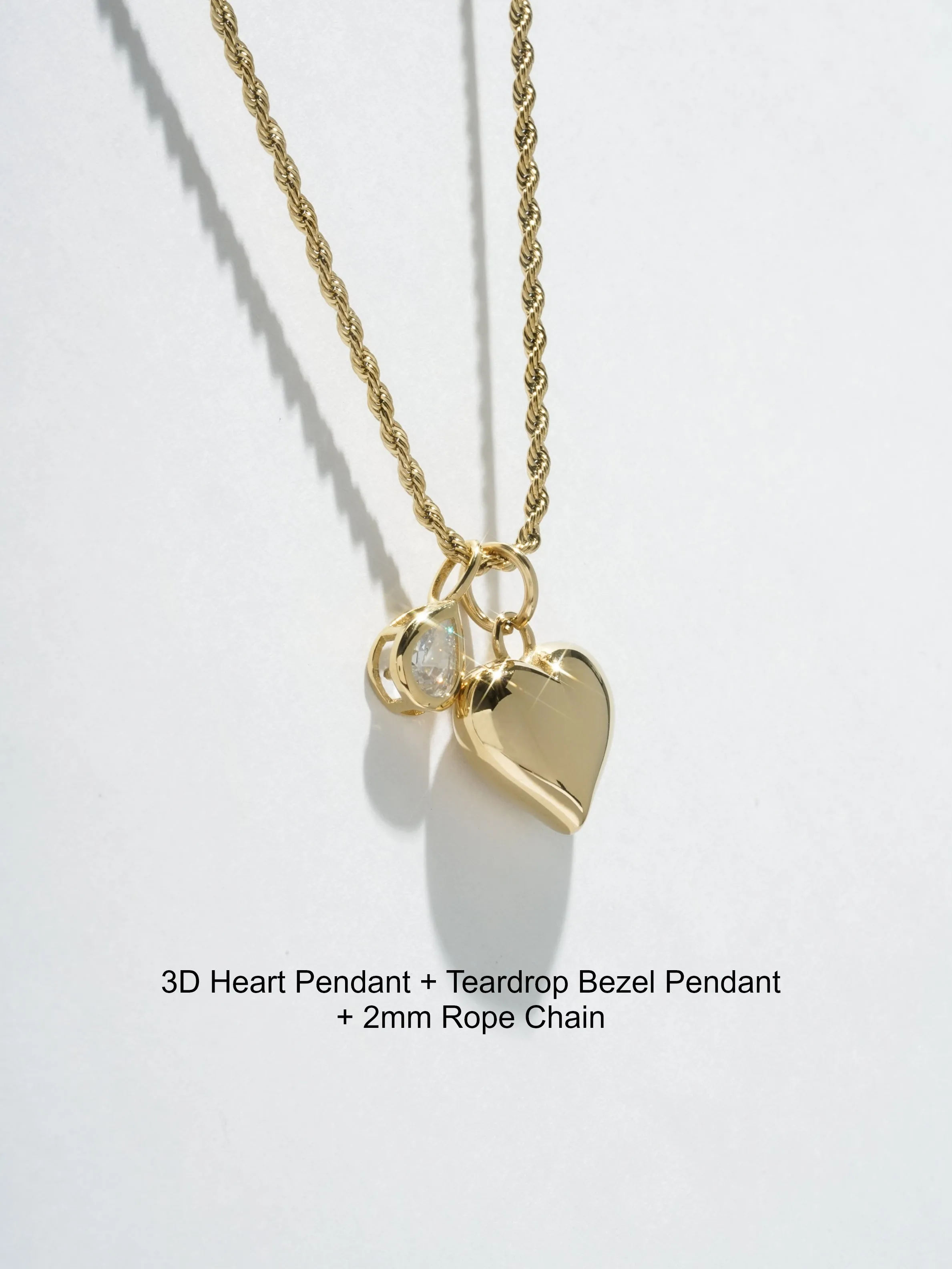 3D Heart Pendant - (Single)