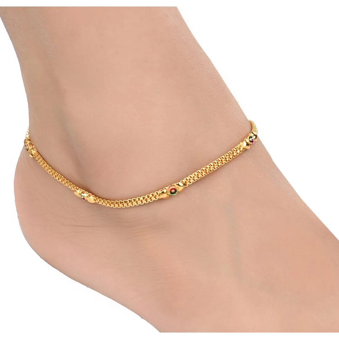 AanyaCentric Gold Plated Traditional Anklets Payal - Classic and Stylish for Women and Girls