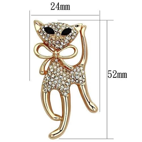 Alamode Flash Rose Gold White Metal Brooches with Top Grade Crystal in Jet