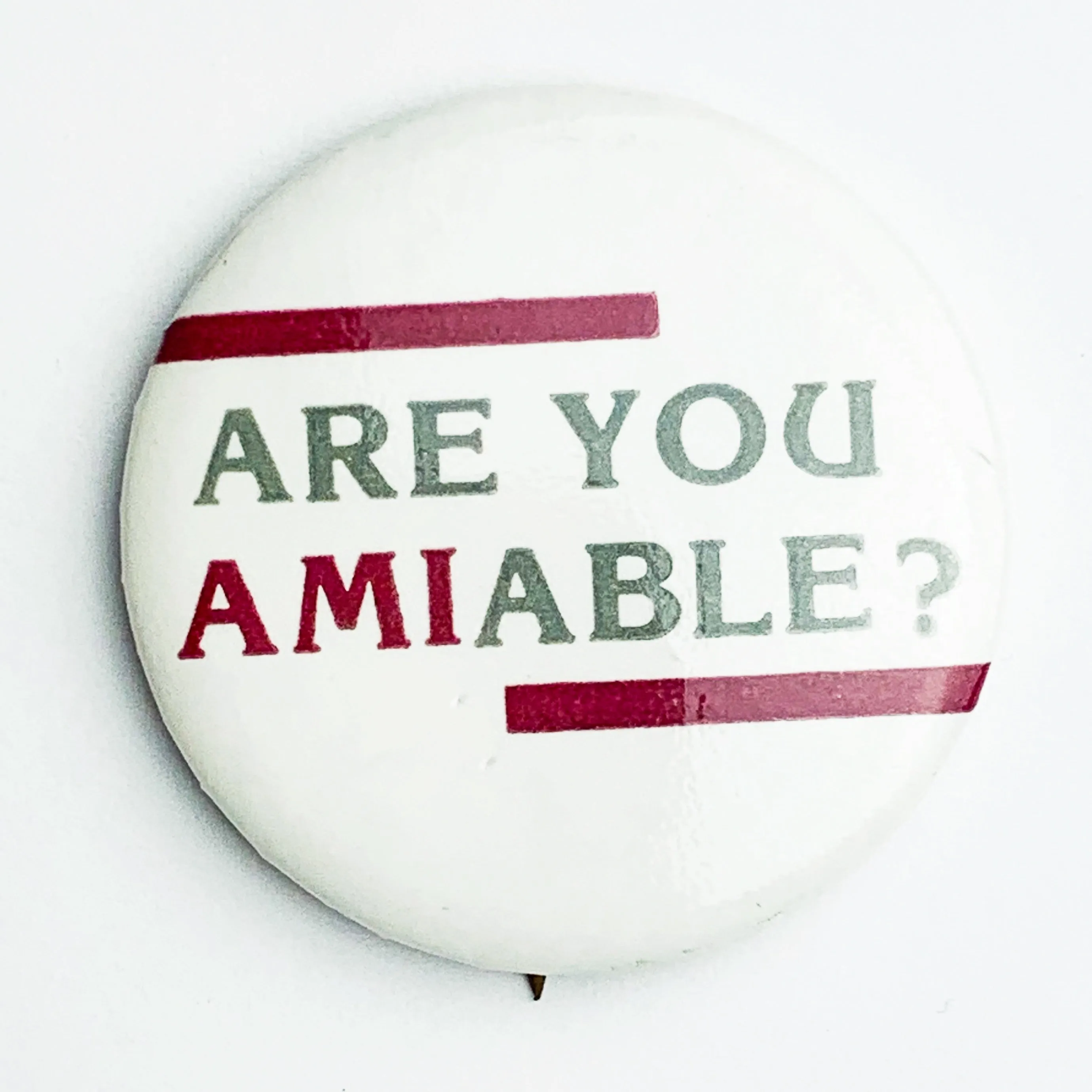 Are You Amiable Advertising Computer Lapel Pin Pinback Button