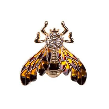 ARIANA GOLD & ENAMEL LARGE BEE MAGNETIC BROOCH