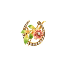 Art Nouveau Horseshoe Floral Pin