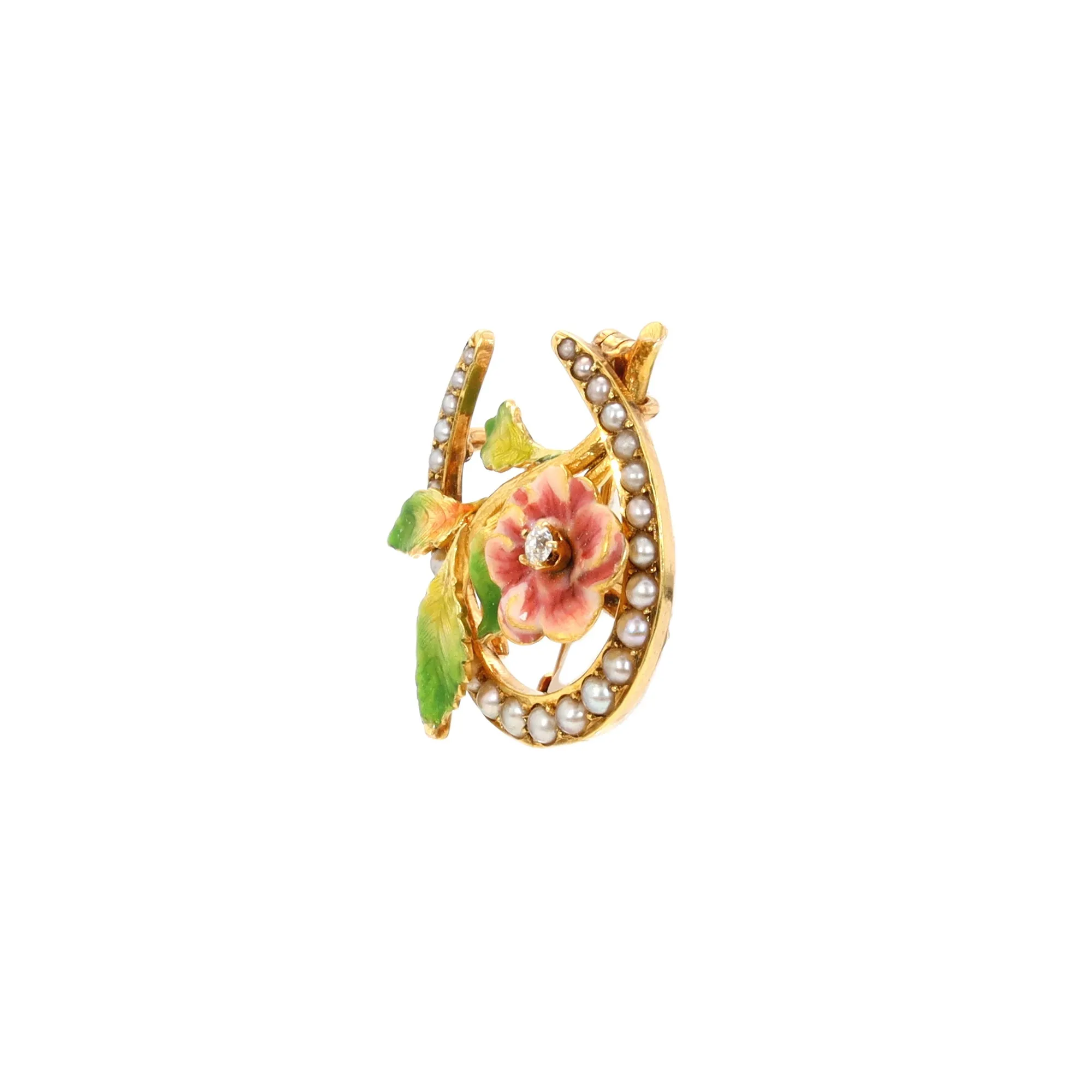 Art Nouveau Horseshoe Floral Pin