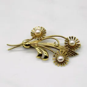 'Birks' Pearl Flower Brooch