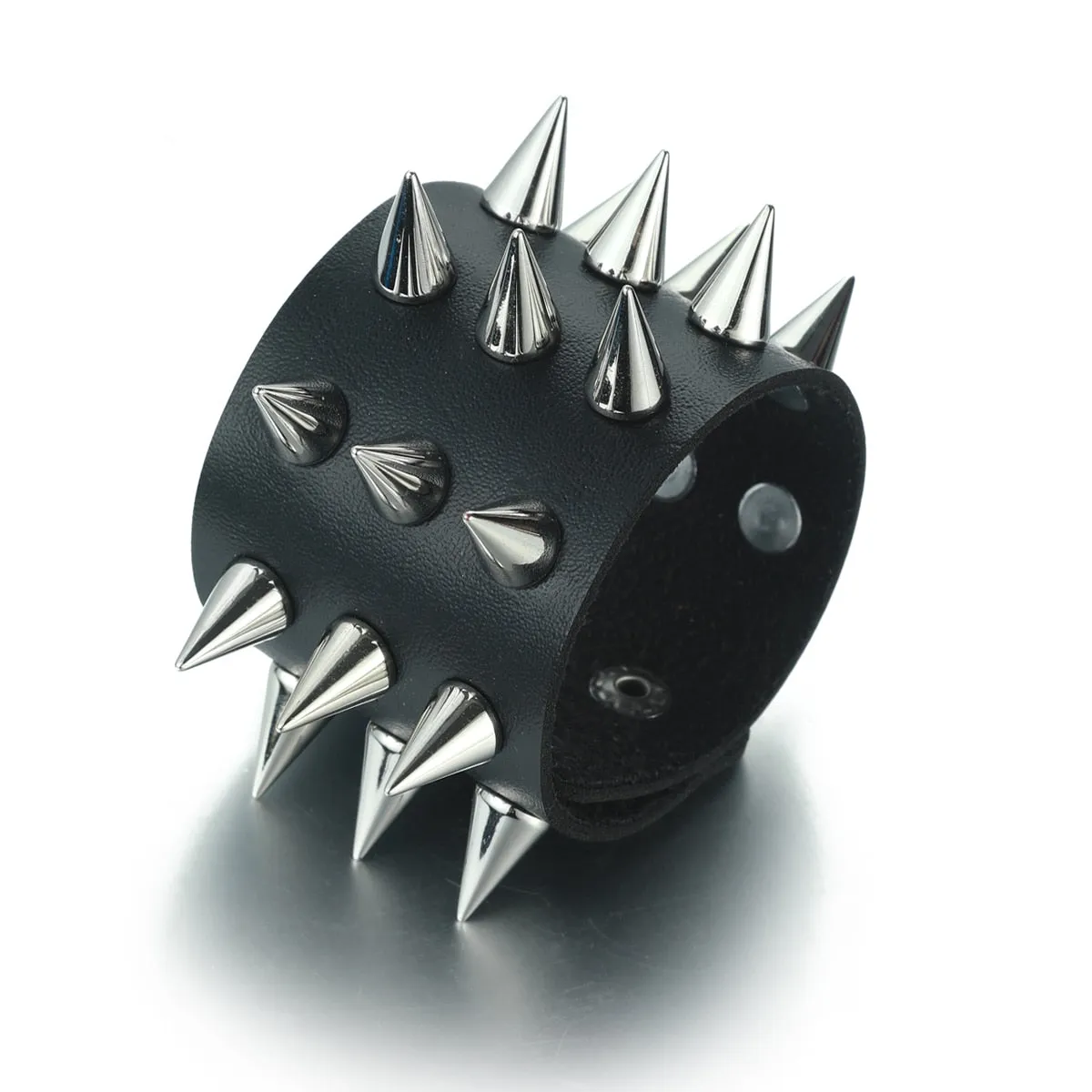 Black PU Leather Spike Bracelet