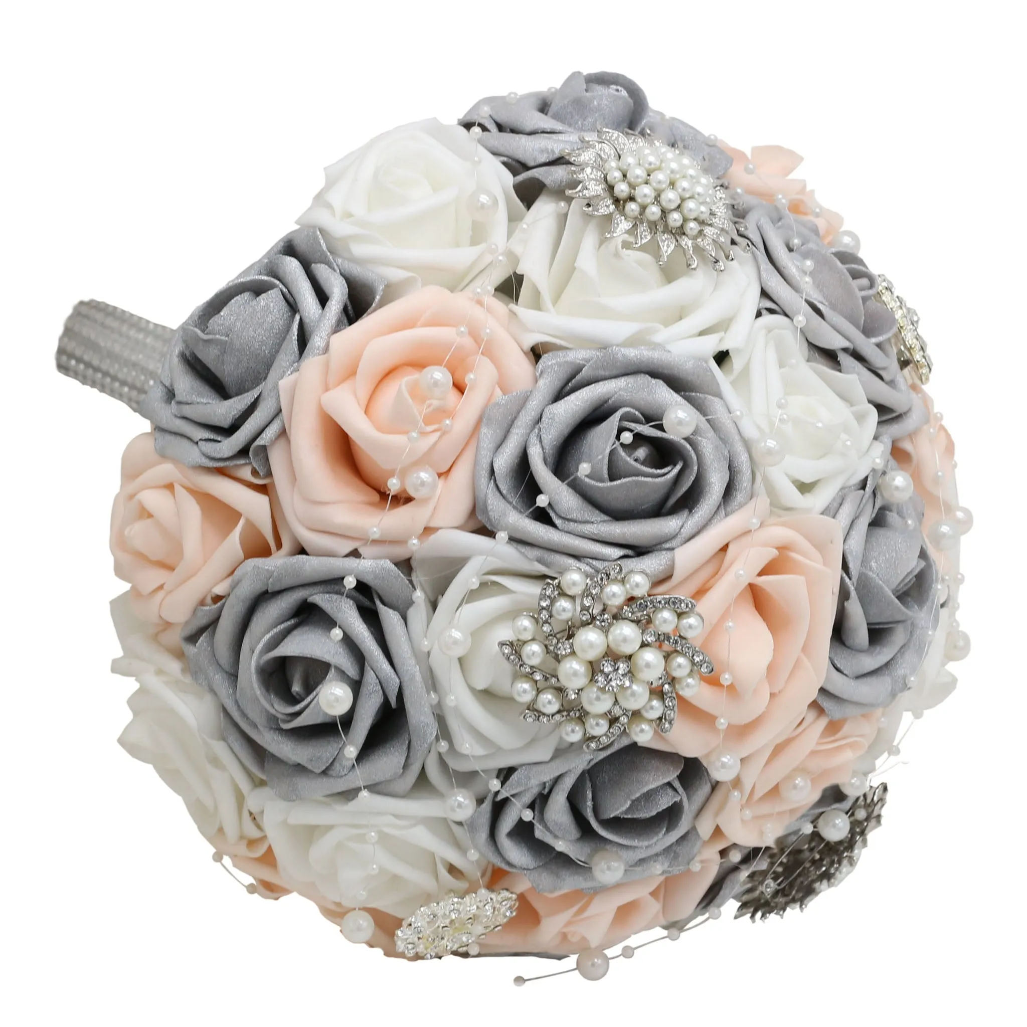 Blush Silver Bridal Bouquet Artificial Brooch Bouquet