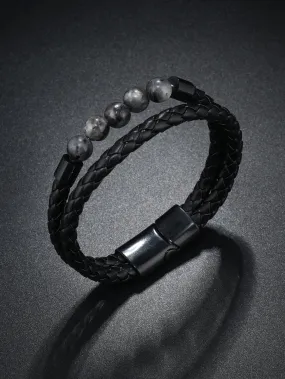 Braided Magnetic Clasp Bracelet With Stones for Men Jewelry for Men Gift for Men