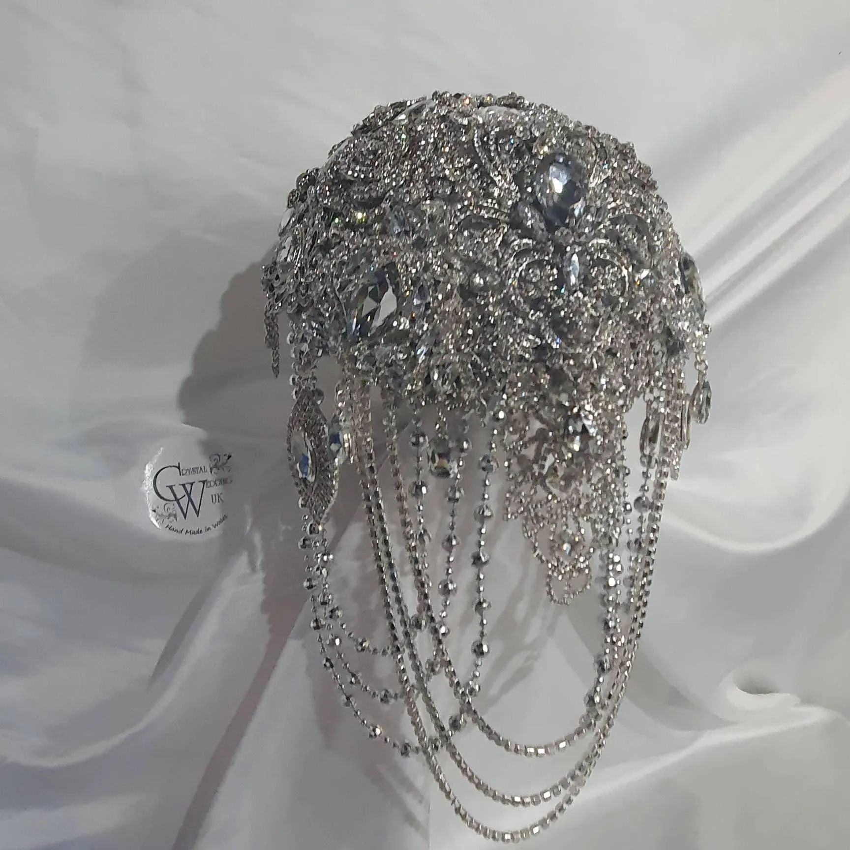 Brooch bouquet, 7" Jewel crystal wedding bouquet, bling Bridal Brooch Bouquet, cascade Jewel bouquet by Crystal wedding uk