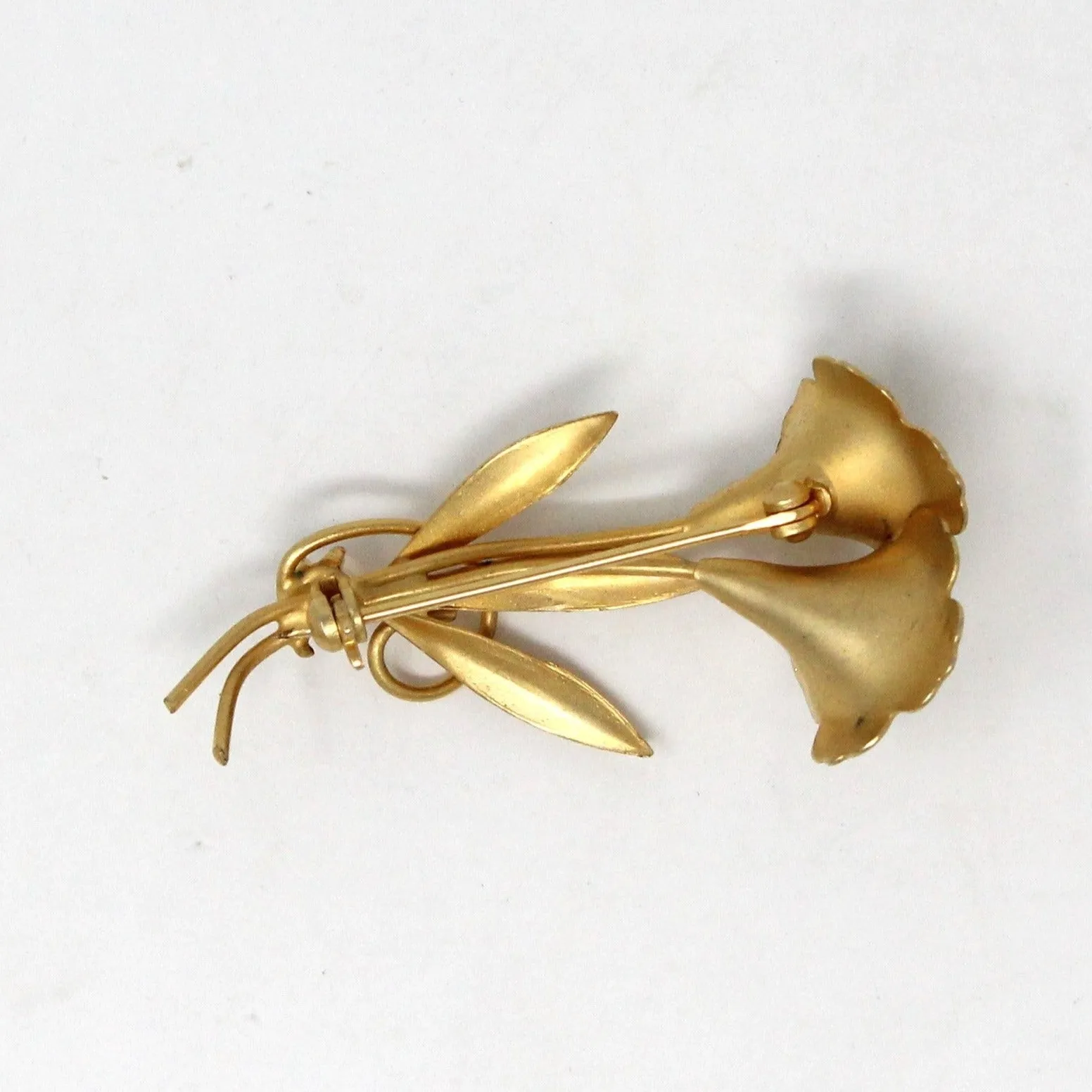 Brooch / Pin, Double Calla Lilies and Faux Pearls Vintage Brooch, Vintage