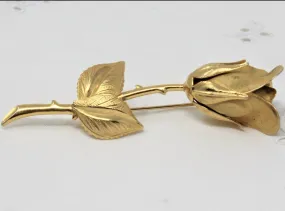 Brooch / Pin, Rose Bud, Gold Tone, Vintage