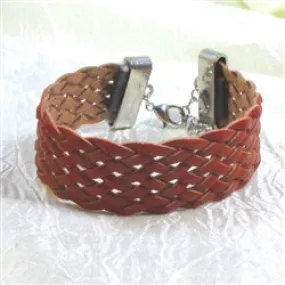 Brown Braided Leather Cuff Bracelet for a Man