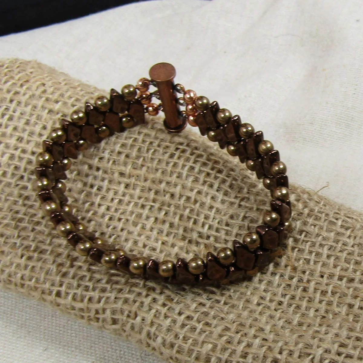 Brown Crystal Beaded Cuff Bracelet