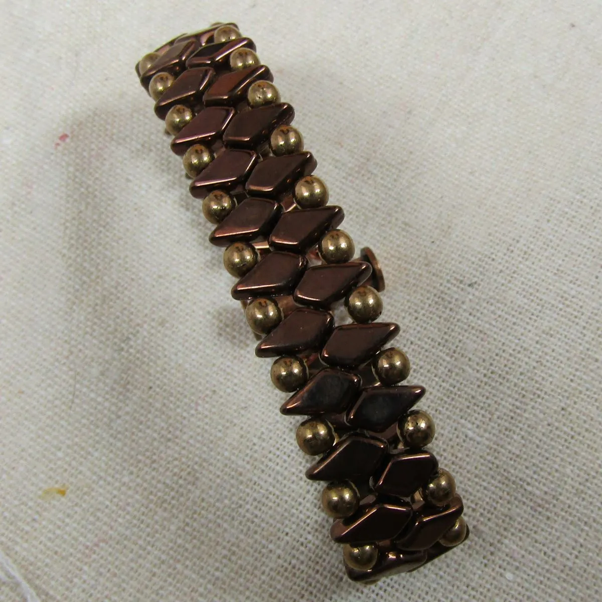 Brown Crystal Beaded Cuff Bracelet