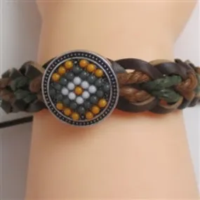 Brown Leather & Paracord Braided  Bracelet Unisex