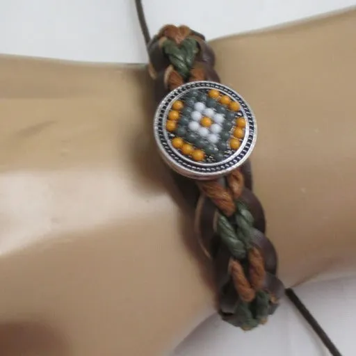 Brown Leather & Paracord Braided  Bracelet Unisex