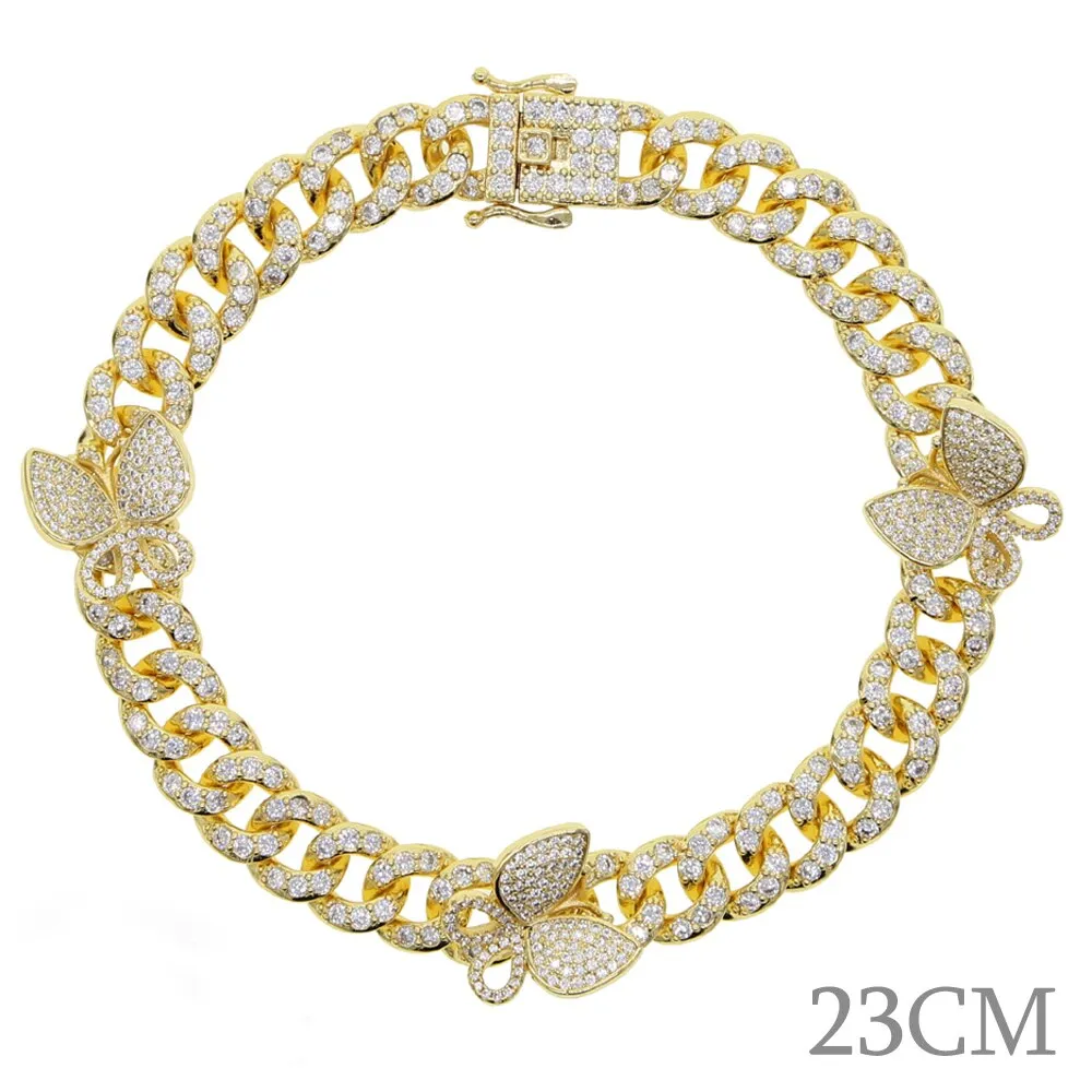 Butterfly 10mm Iced Bling Miami Cuban Link Anklets