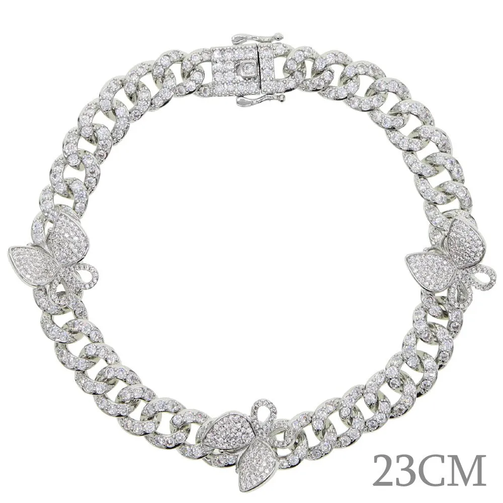 Butterfly 10mm Iced Bling Miami Cuban Link Anklets