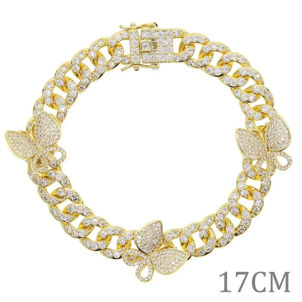 Butterfly 10mm Iced Bling Miami Cuban Link Anklets