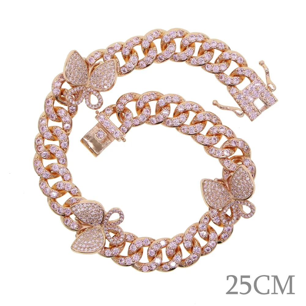 Butterfly 10mm Iced Bling Miami Cuban Link Anklets