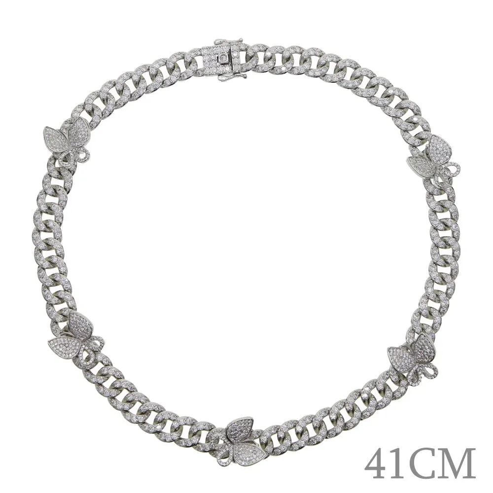 Butterfly 10mm Iced Bling Miami Cuban Link Anklets