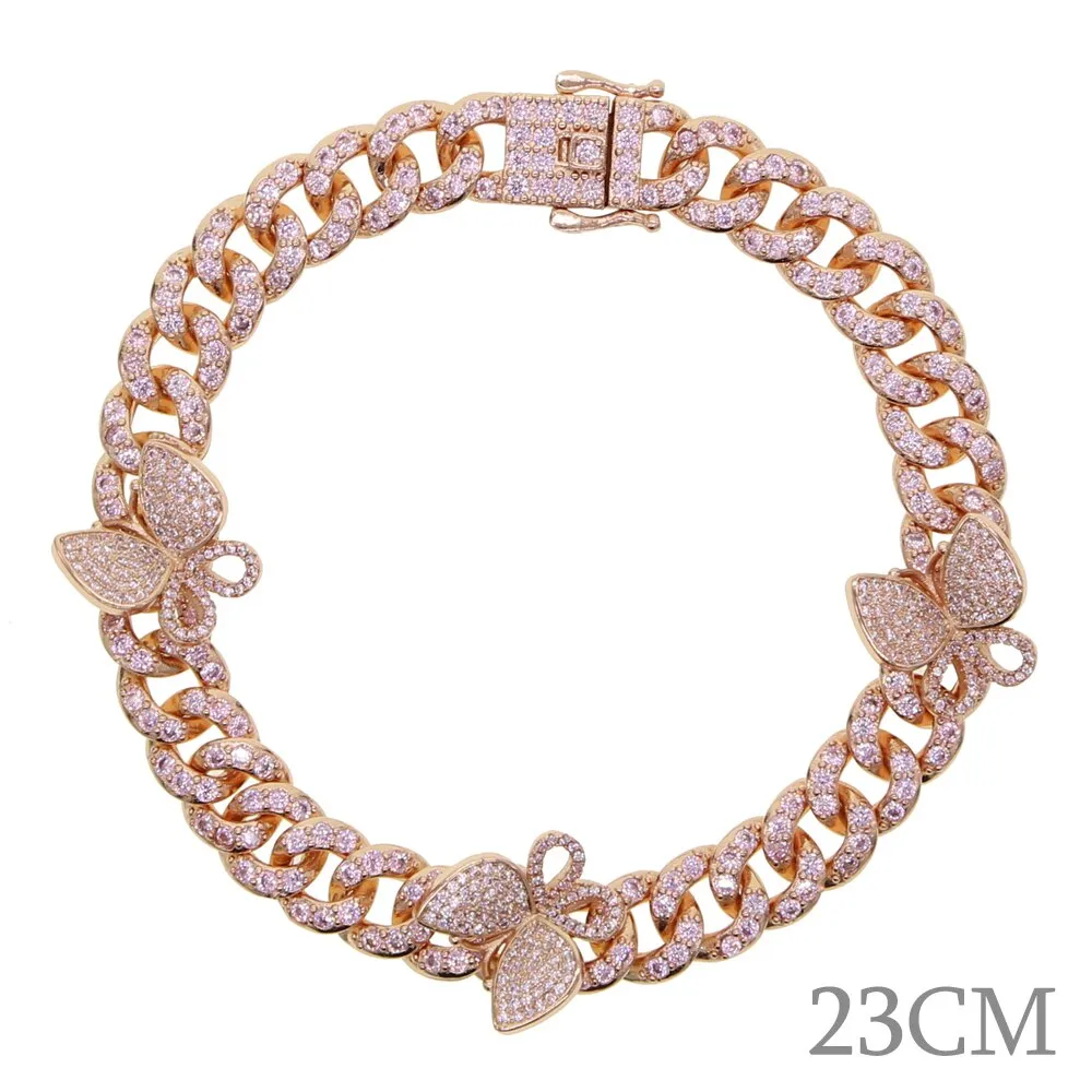 Butterfly 10mm Iced Bling Miami Cuban Link Anklets