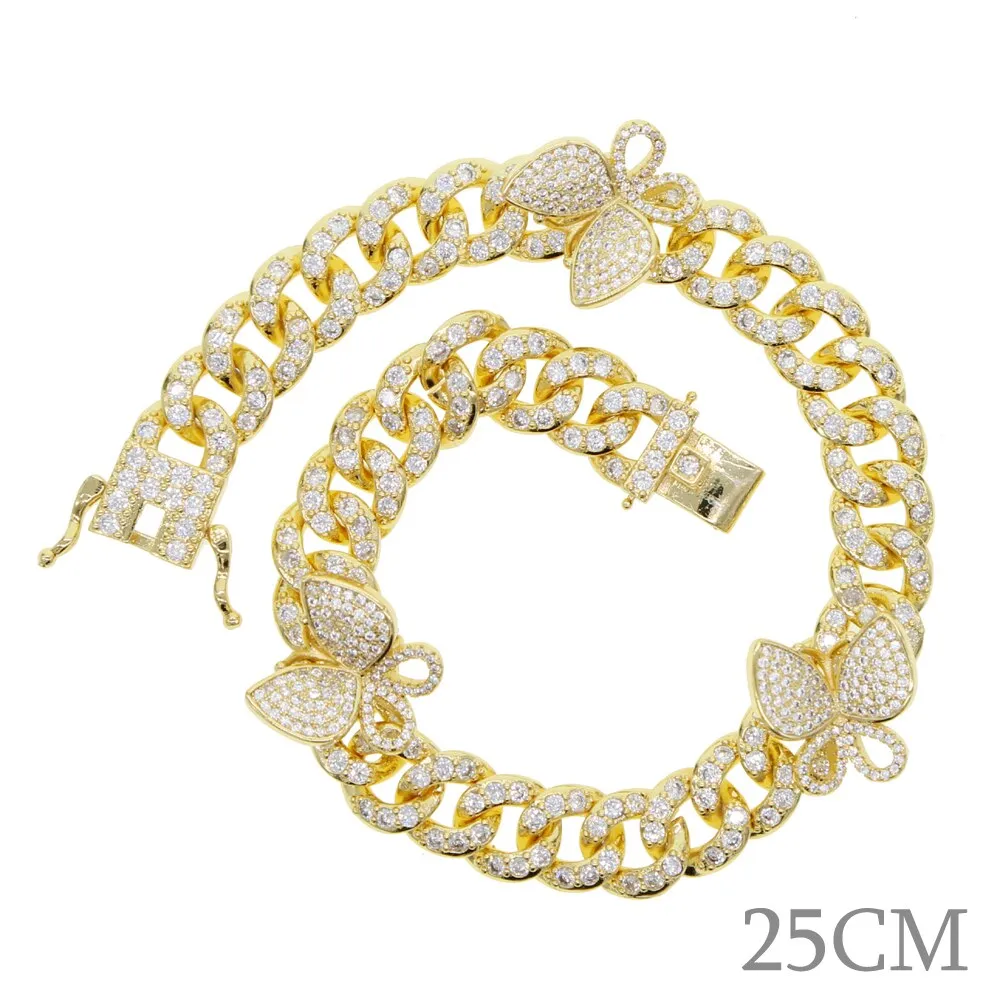 Butterfly 10mm Iced Bling Miami Cuban Link Anklets