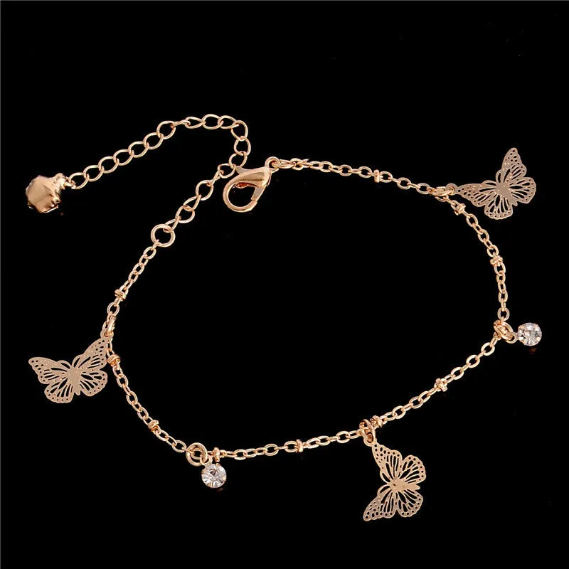 Butterfly Dragonfly Crystal Beach Anklet