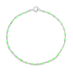 Candy Chain Anklet | Lime & Silver