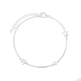 Chain Anklet Silver - Stars Flat