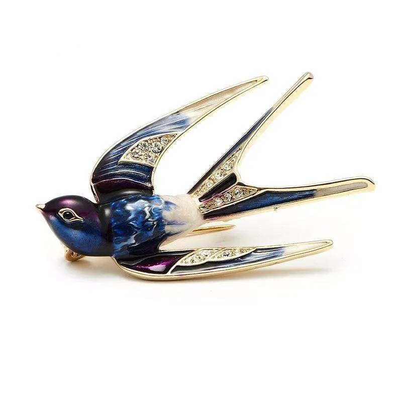 Classic Enamel Swallow Brooch Pins