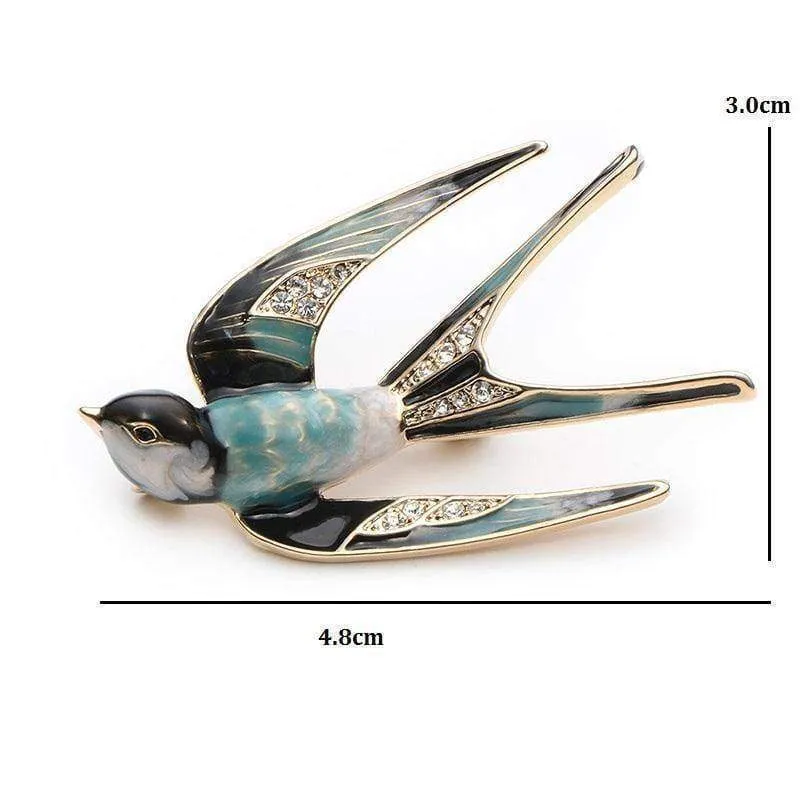 Classic Enamel Swallow Brooch Pins