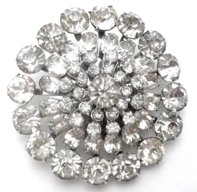 Cleared Layered Rhinestone Brooch Pin Vintage