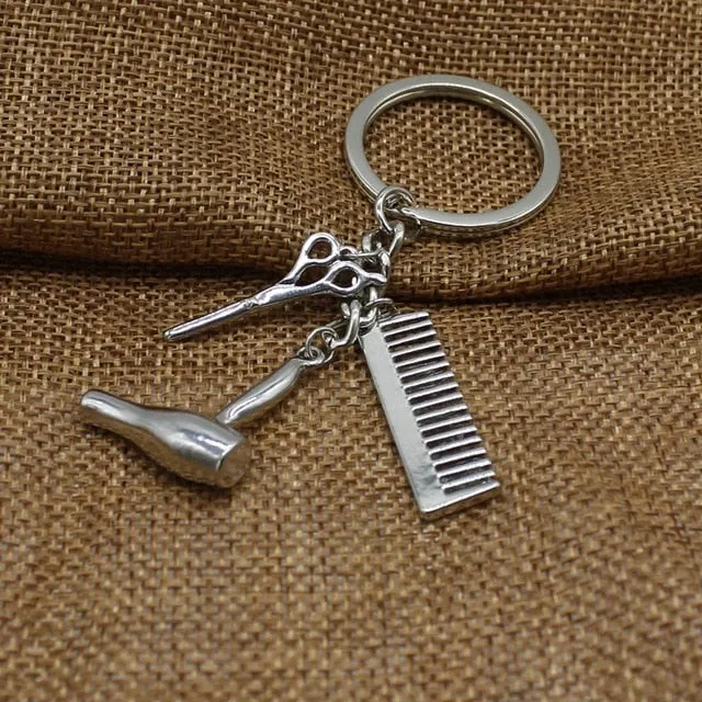 Creative Personality Hair Stylist Brooch Charm Jewelry Hairdressing Scissors Comb Pendant Washing and Cutting Brooch