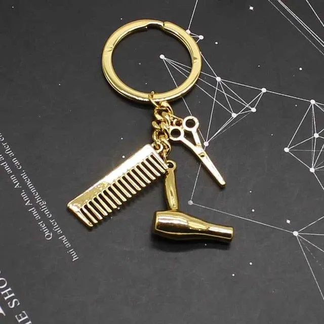 Creative Personality Hair Stylist Brooch Charm Jewelry Hairdressing Scissors Comb Pendant Washing and Cutting Brooch