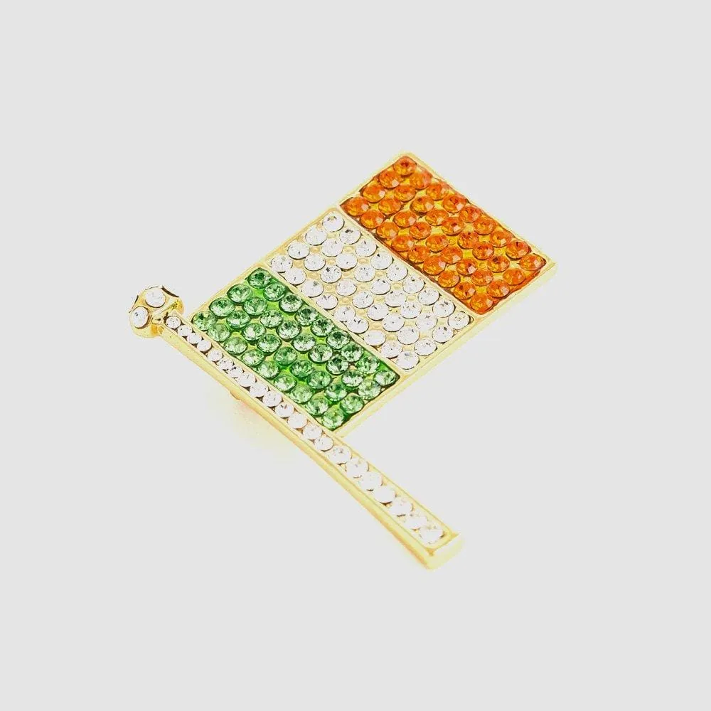 Crystal Irish Flag Brooch