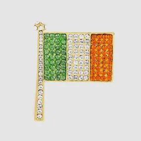 Crystal Irish Flag Brooch