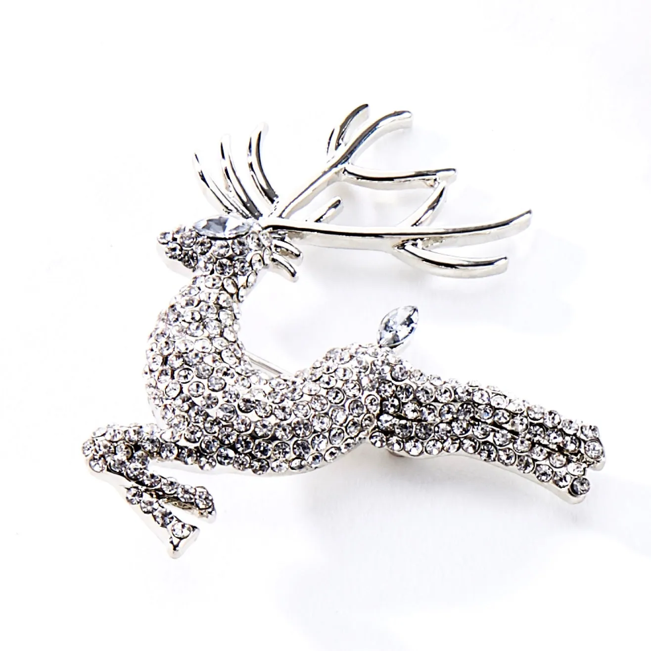 Crystal Reindeer Brooch