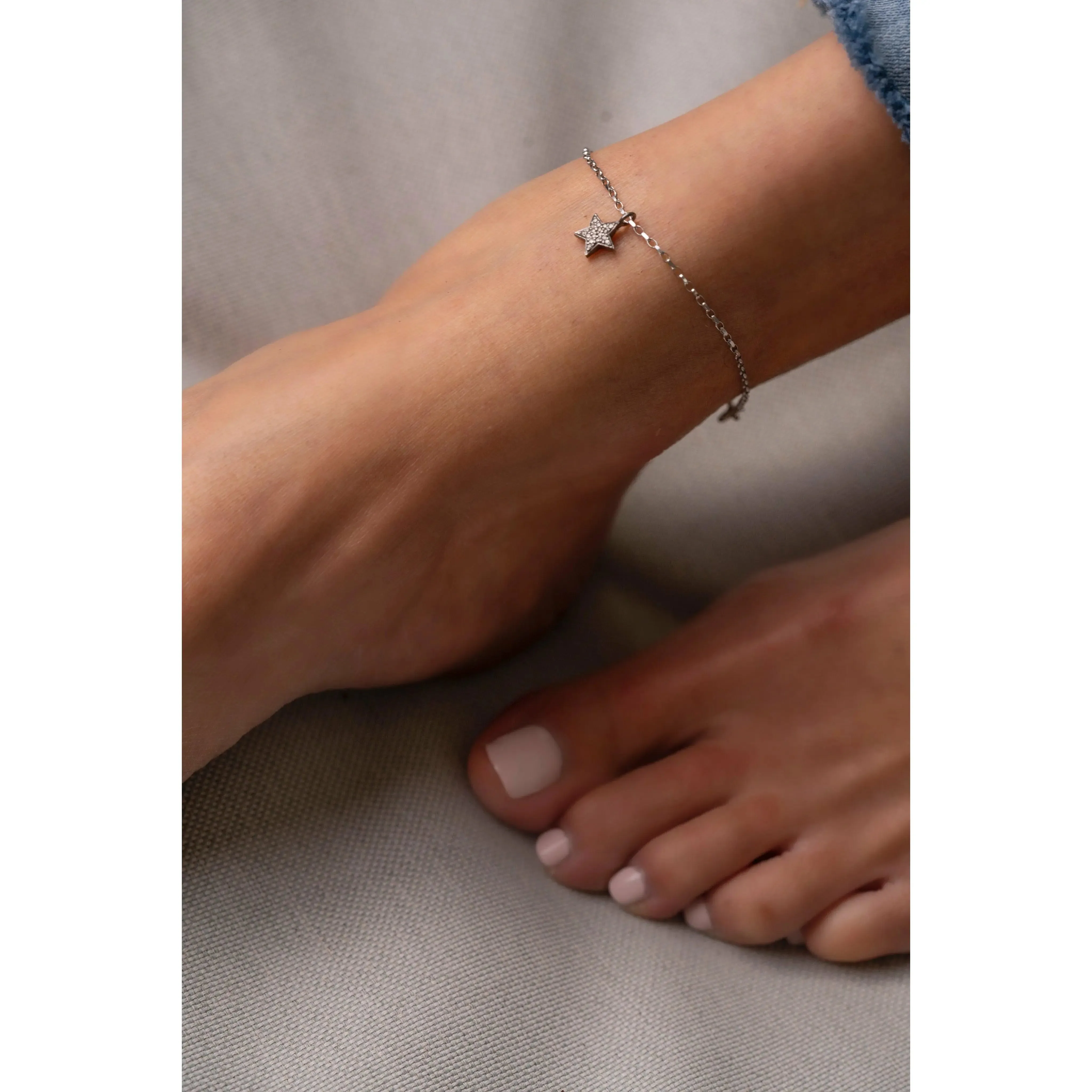 Diamond Star & Silver Anklet