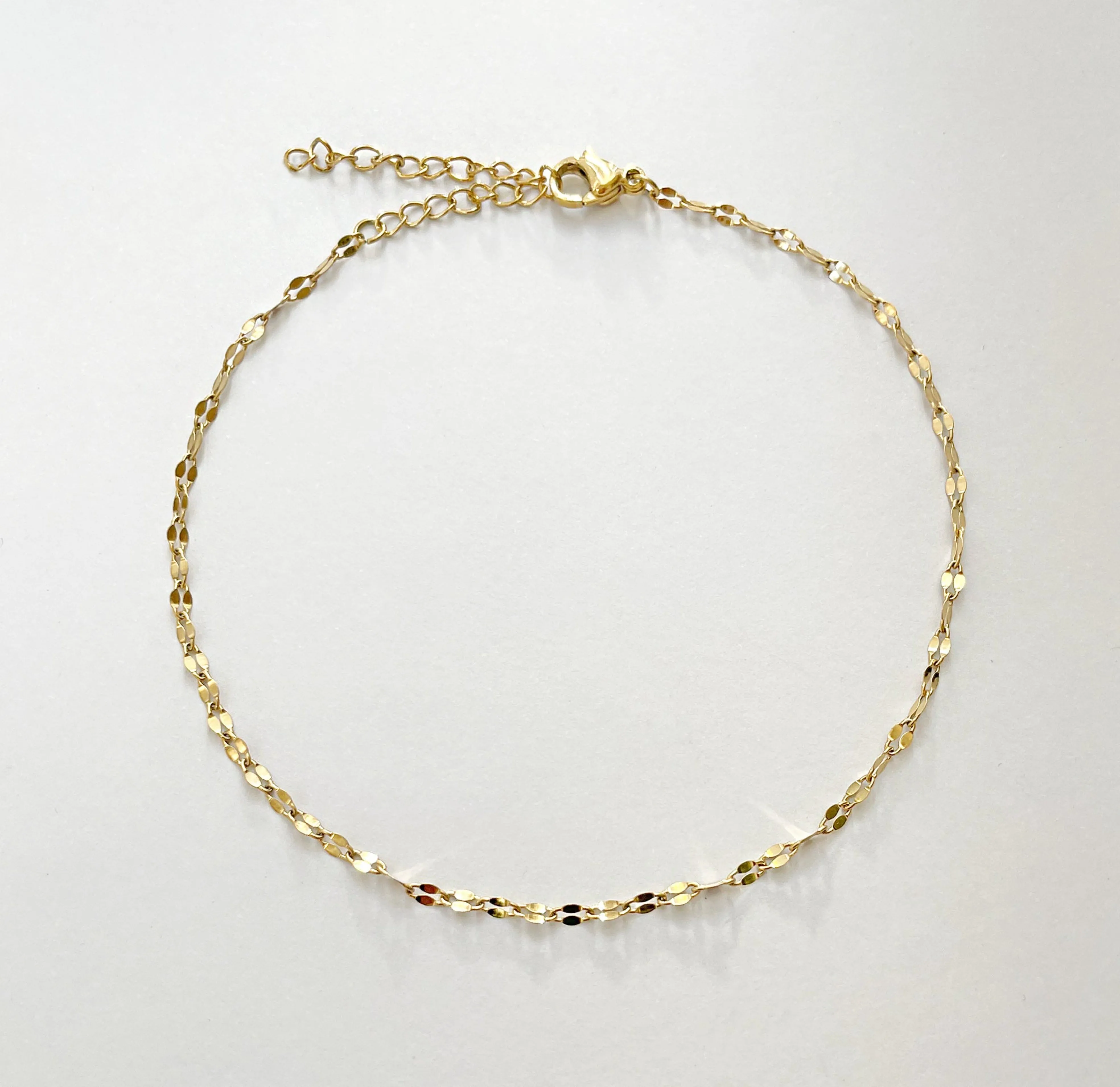 ELSIE DAINTY GOLD LACE CHAIN ANKLET