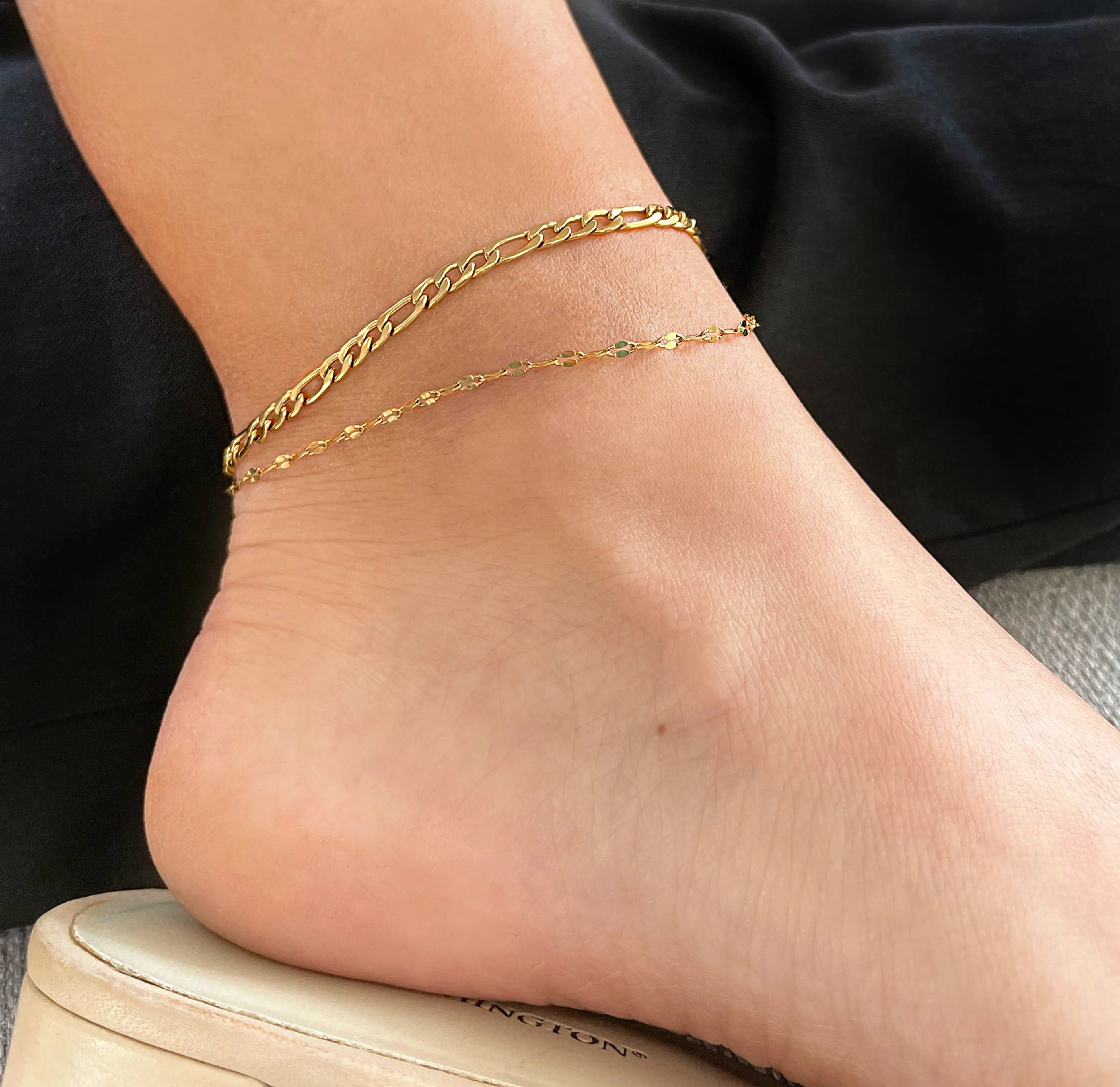 ELSIE DAINTY GOLD LACE CHAIN ANKLET