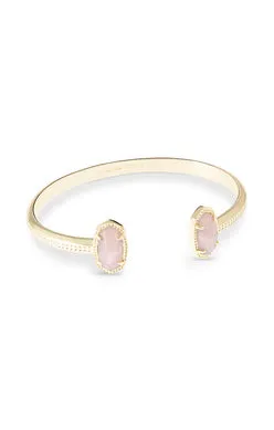 Elton Cuff Bracelet Gold Rose Quartz