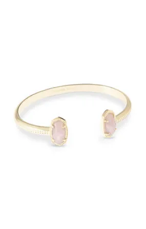 Elton Cuff Bracelet Gold Rose Quartz