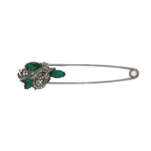 Emerald Green Crystal Large Pin Brooch