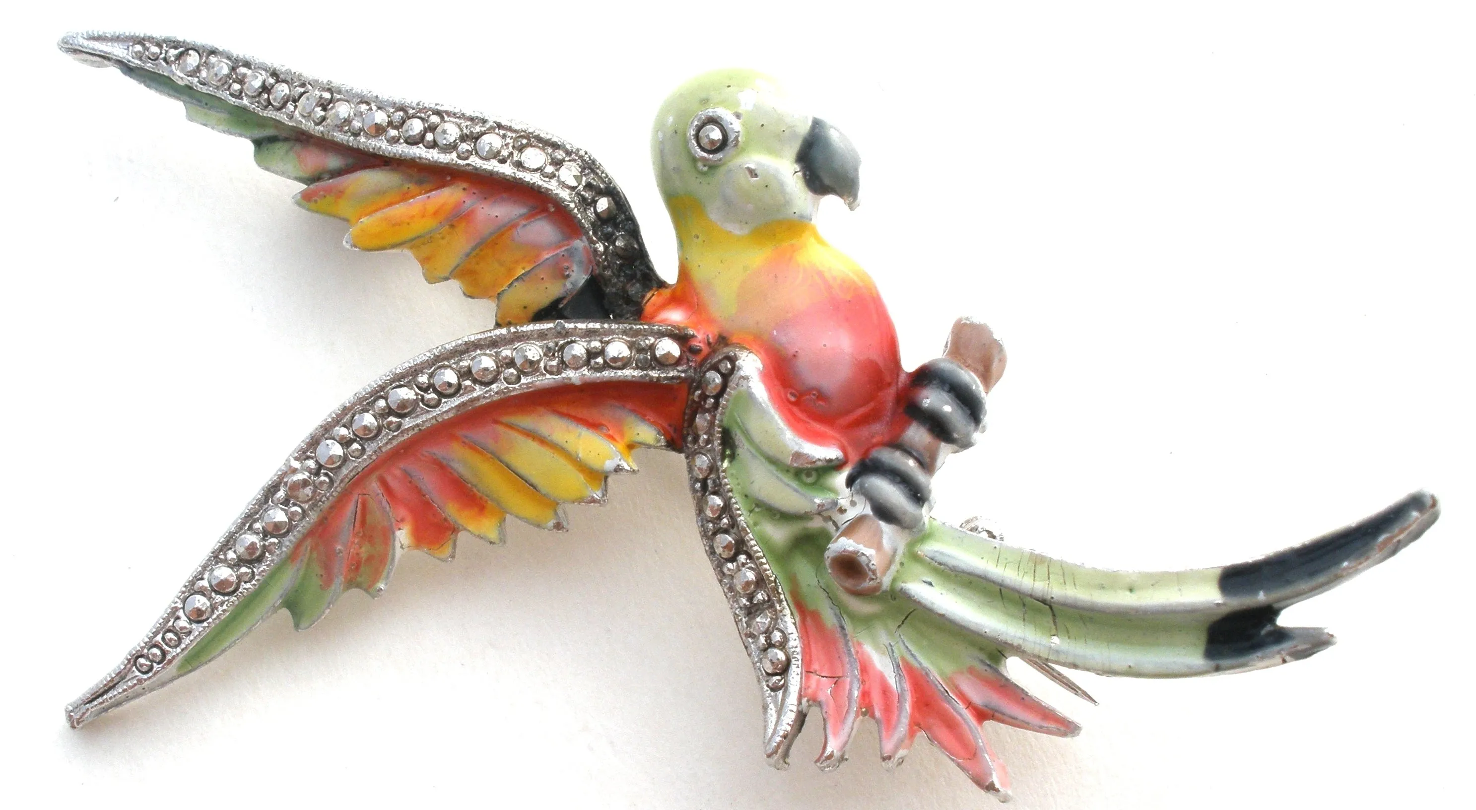 Enamel Bird in Flight Bird Brooch Pin Vintage