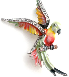 Enamel Bird in Flight Bird Brooch Pin Vintage