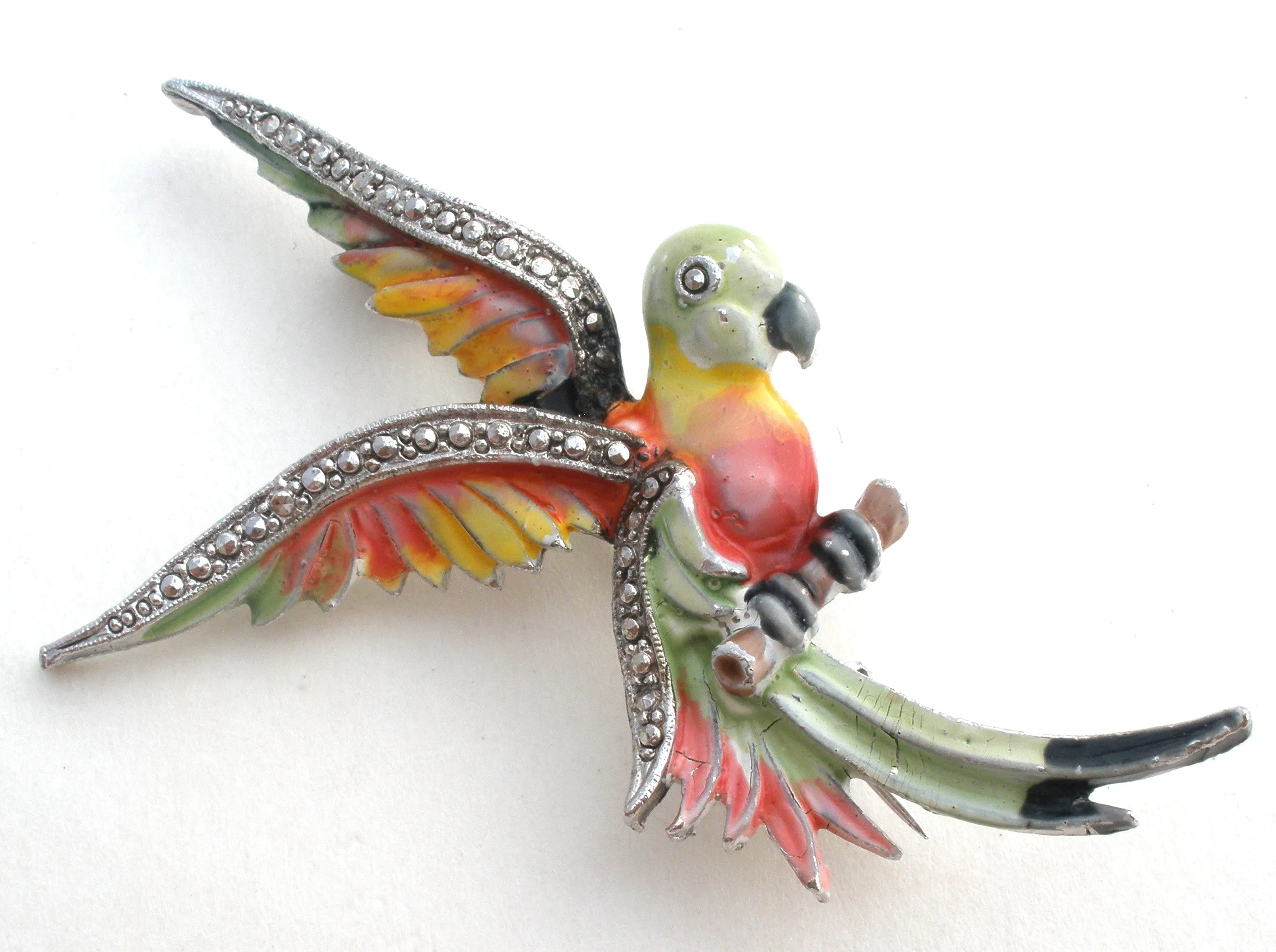 Enamel Bird in Flight Bird Brooch Pin Vintage