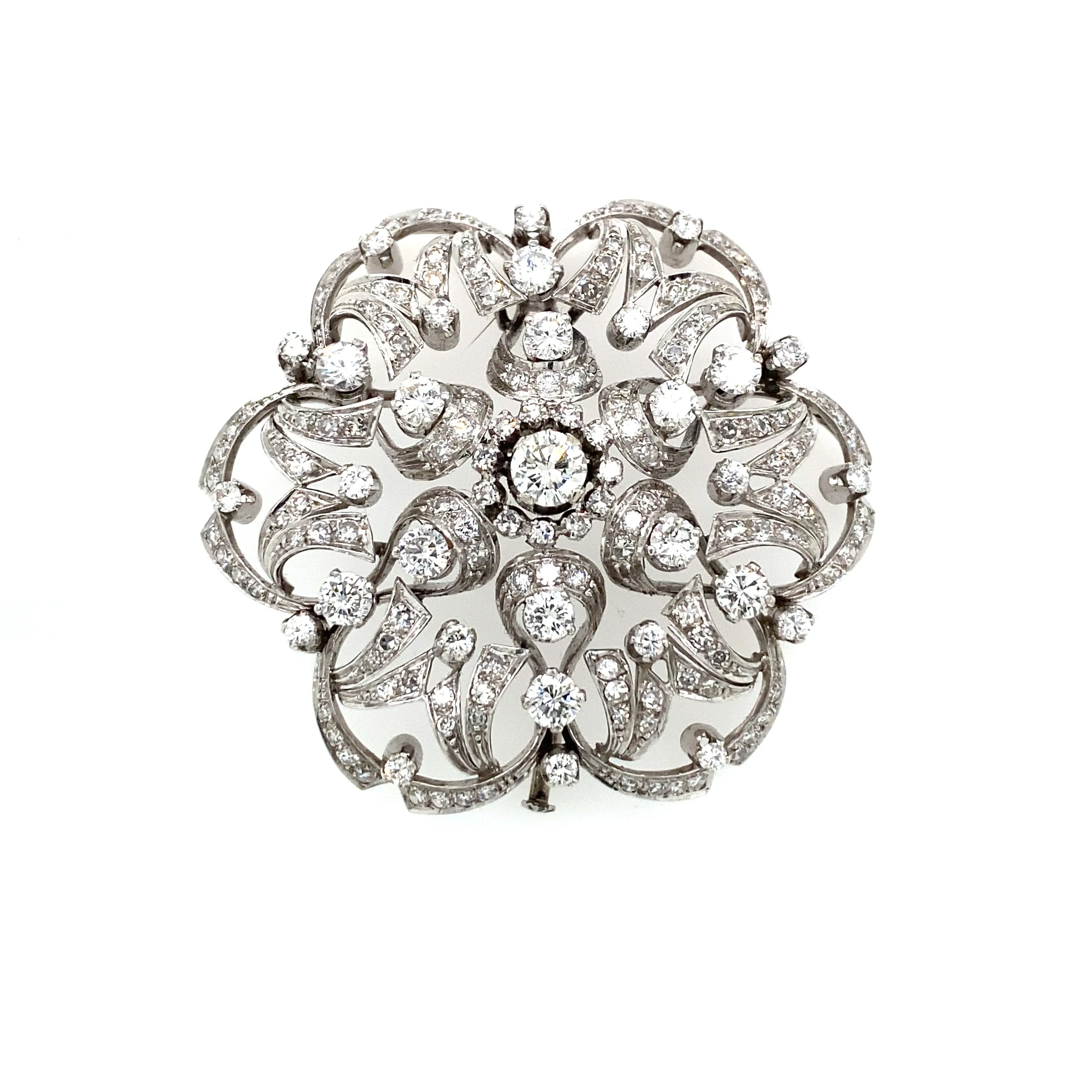 Estate Italian 5.50 Carat Diamond Gold Brooch