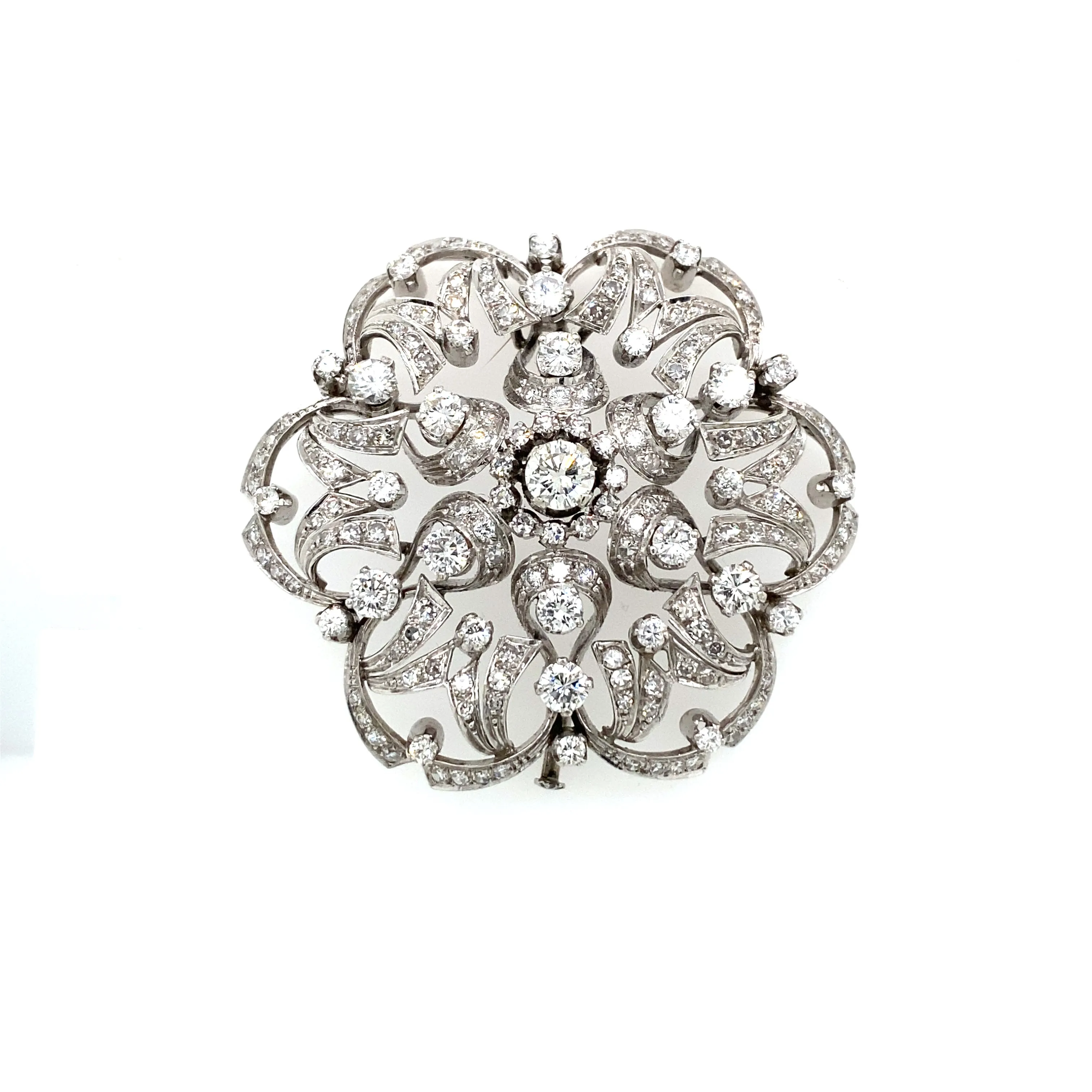 Estate Italian 5.50 Carat Diamond Gold Brooch